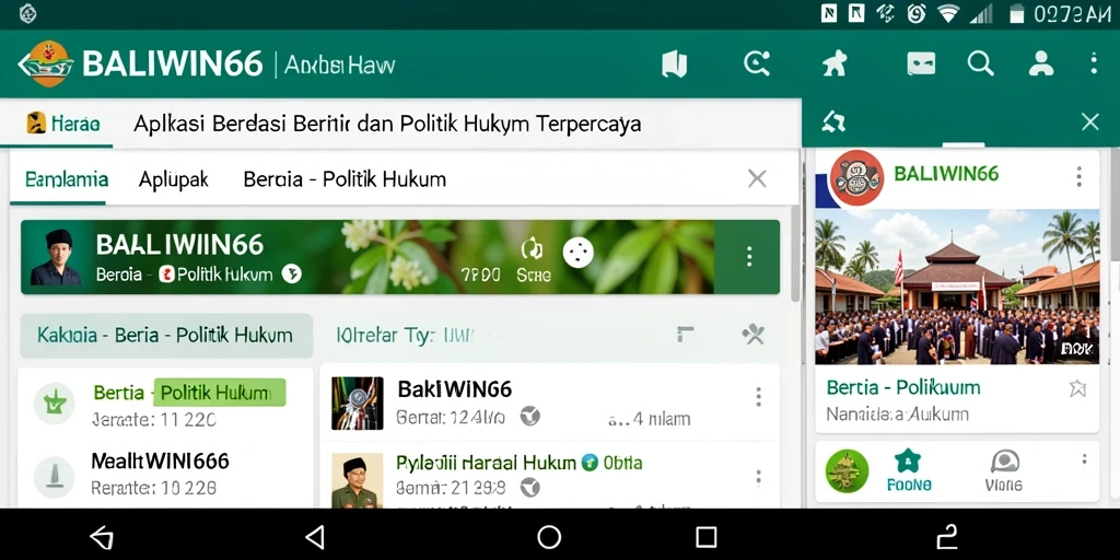 Tampilan antarmuka BALIWIN66 dengan berita politik dan hukum terbaru.