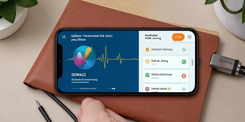 Antarmuka aplikasi DEWA22 yang sederhana dan informatif untuk pemantauan Detak Jantung.