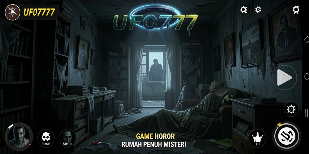 Antarmuka menarik dan menegangkan dari game Horor Rumah.