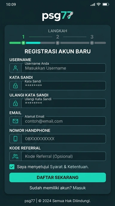 Cara Registrasi Akun Baru psg77 untuk Android